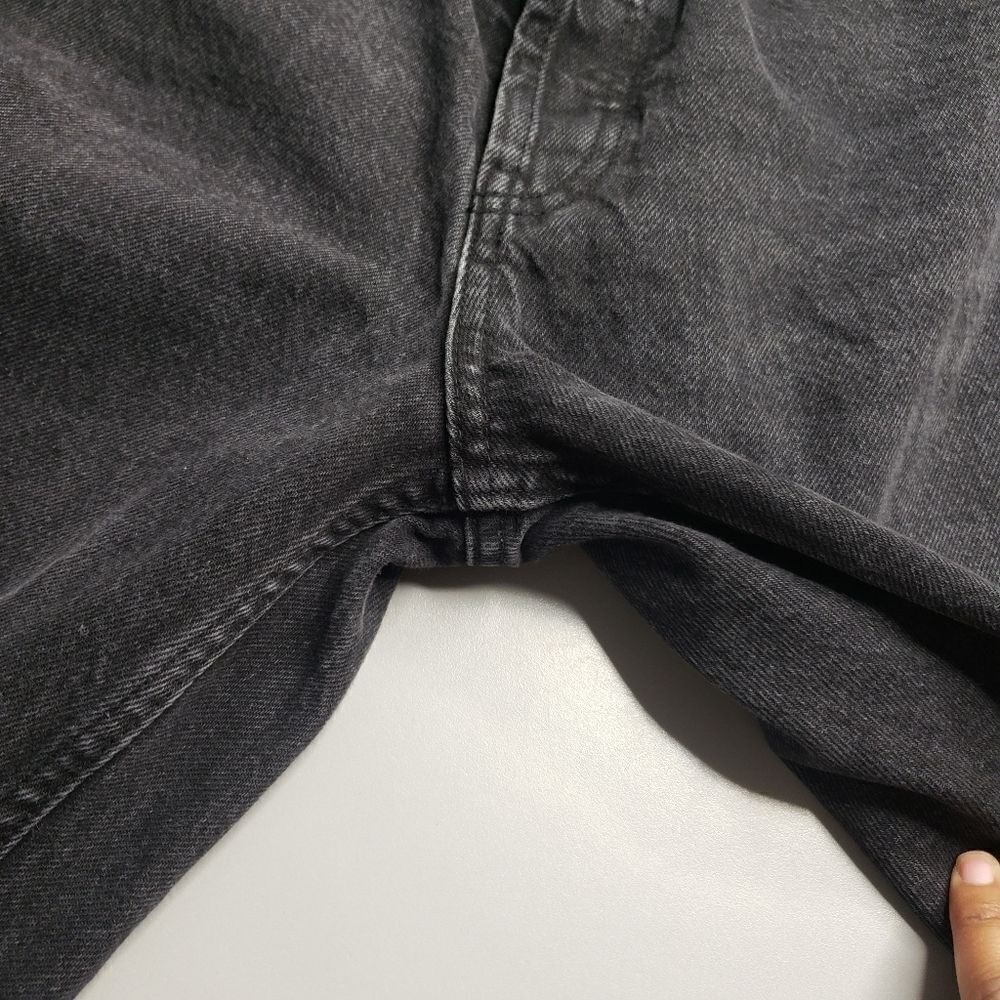 Zara Black Straight Leg Denim Raw Hem 4 Button Fly Grunge Streetwear Casual Edgy - Picture 13 of 13